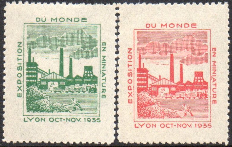 France : Lyon : Timbres Vignettes Cinderella Exposition du Monde en Miniature, Lyon 1935